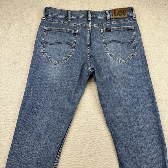 Lee Jeans Mens 34x29 Blue Regular Fit Straight Leg Stretch Denim Pants Comfort - Picture 6 of 14